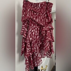 Veronica Beard Burgundy and White Dress